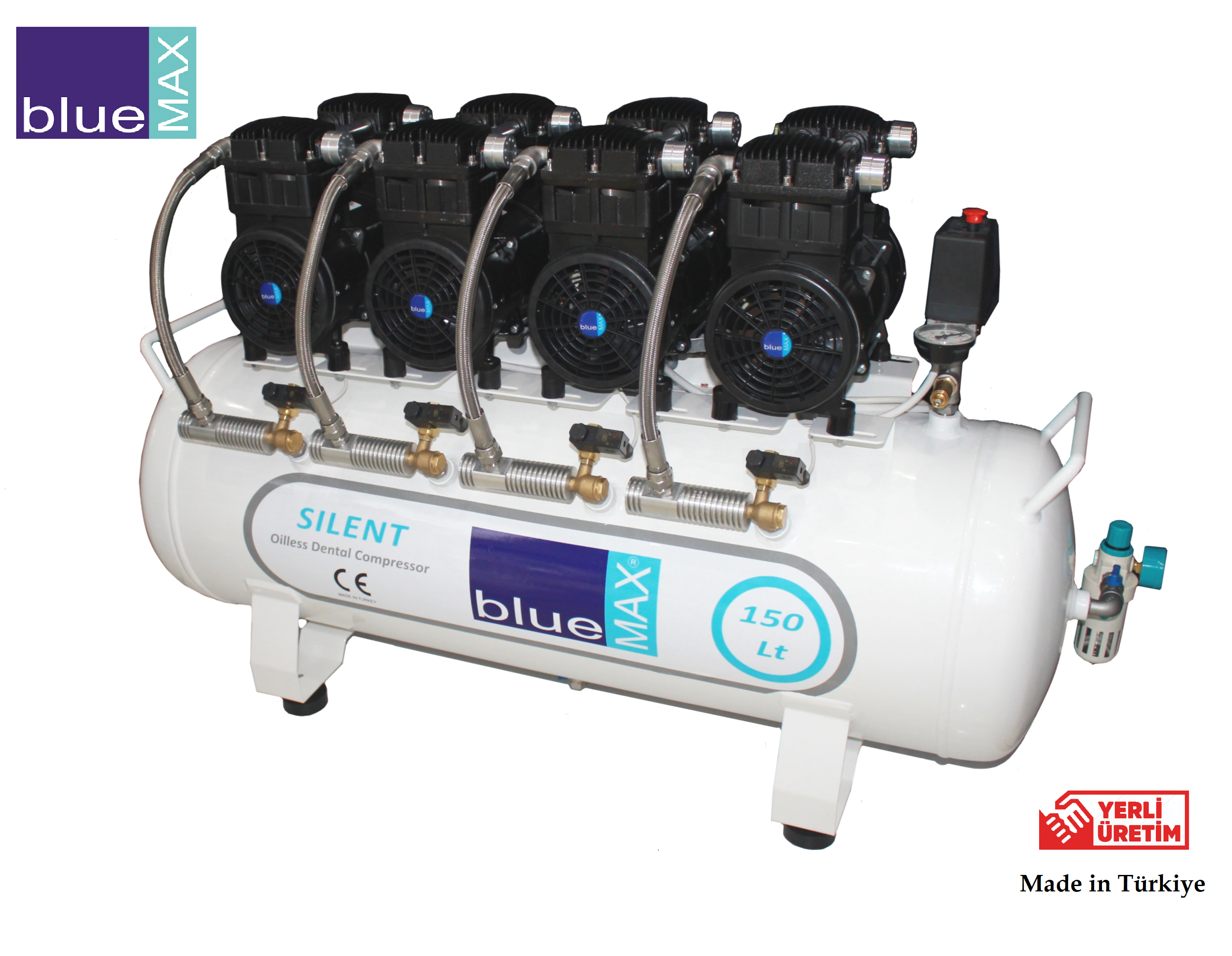 BlueMAX SILENT 150LT 8HP Dental Kompresör 